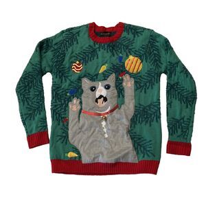 Blizzard Bay Christmas Sweater Unisex SMALL Cat Kitty Ornaments Holiday Party